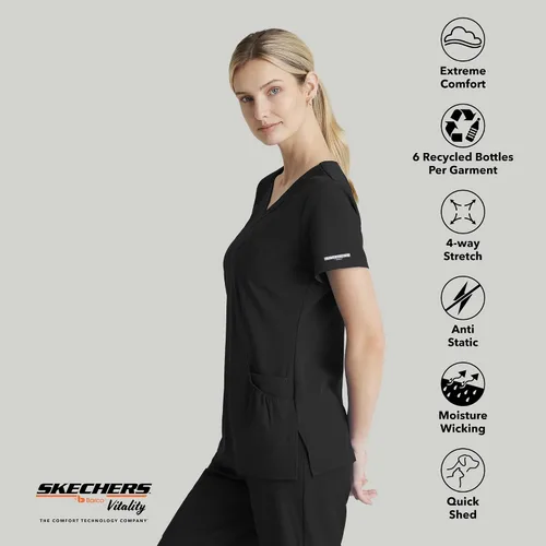 Miniatura 5 de BARCO Skechers Vitality Charge - Camiseta médica con cuello en V, tela sostenible para mujer