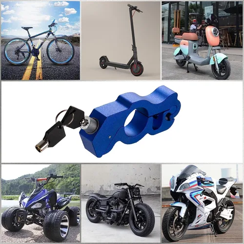 Miniatura 5 de Cerraduras de motocicleta manillar antirrobo, azul Cerradura de agarre resistente, bloqueo de freno, para motocross, ciclomotor, scooter, ATV