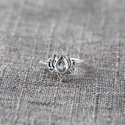 Miniatura 4 de OVNMFH Anillo de loto Begin Again S925, anillo de loto del mismo nombre de la misma niña, sin barro, sin loto, regalos de joyería para mujeres