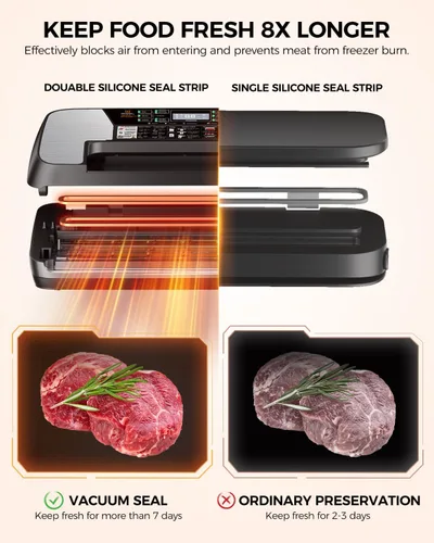 Miniatura 2 de Máquina selladora al vacío comercial 95KPA, sellador de alimentos totalmente automático con cortador integrado para Sous Vide, preparación