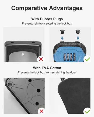 Miniatura 7 de Puroma Caja de Seguridad, Caja de Llaves con Cerradura de Montaje en Pared y Caja de Seguridad Portátil con Código Reiniciable, Caja de Seguridad