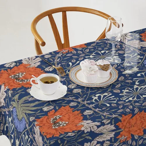 Miniatura 150 de Mantel Floral Retro de Pájaros, Diseño Original Bohemio William Morris Estampado Cubierta de Mesa para Hogar Picnic Fiesta Comedor Cocina William
