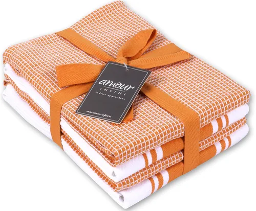 AMOUR INFINI Trapos de cocina de algodón - Juego de 4 toallas de té ultra suaves y altamente absorbentes con tejido gofrado y asa para colgar -