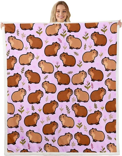 Miniatura 31 de Erosebridal Funny Capybaras Blanket Capybara Lover Gifts Cute Fleece Blanket for Kids Girls Boys, Capybara Decorations Blankets 40"x50", Kawaii
