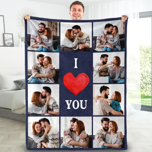 Miniatura 65 de Manta personalizada con foto/texto, manta con imagen personalizada, regalos de amor, regalos personalizados para parejas para novio, novia, esposa