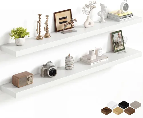 Miniatura 29 de Fun Memories Estantes flotantes de 16 pulgadas para pared, estantes de 8 pulgadas de profundidad para baño, dormitorio, cocina, montaje en pared