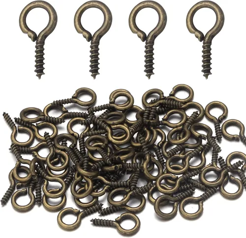 Miniatura 17 de 200 Pcs de tornillos de ojo de metal con ganchos 0.55 pulgadas/14 mm tornillos de ojo resistentes para hacer joyas DIY plateados con rosca