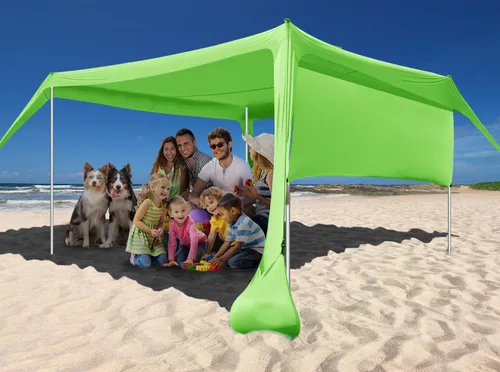 Miniatura 12 de Beach Canopy Tent Shade with Sidewalls 10x10FT, 6.6FT Tall, UPF50+ Sun Shelter, Windproof & Water Resistant, Includes Guylines Sand Shovel Stability