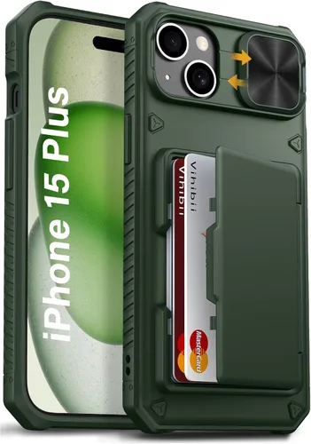 Miniatura 40 de Vihibii Funda para iPhone 13 Pro Max/iPhone 12 Pro Max con tarjetero (4 tarjetas) [bloqueo RFID] y cubierta de cámara deslizante, protección contra