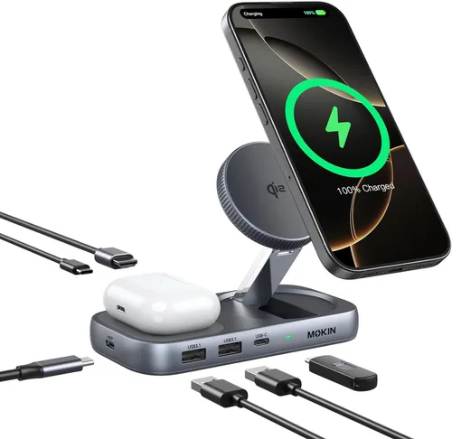 Miniatura 10 de Estación de acoplamiento USB C 3 HDMI, estación de acoplamiento 12 en 1, pantalla triple, base para monitor doble, concentrador USB-C 3 HDMI