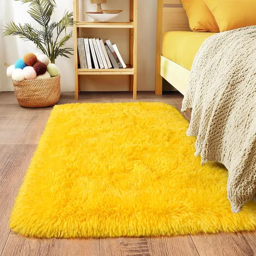 Miniatura 117 de Awaytail Alfombra Esponjosa Lavable 2x3 Pies, Pura Negra Alfombra para Silla de Escritorio Antideslizante, Alfombra Supersuave para Niños