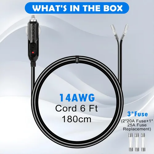 Miniatura 7 de Adaptador de corriente para encendedor de cigarrillos de 6 pies 14 AWG 12 V 24 V