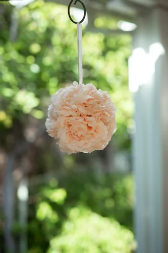 Miniatura 2 de Flora Bunda Flores artificiales Bola de besos de 6.5 pulgadas, peonía de melocotón