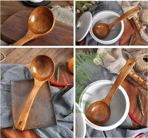 Miniatura 7 de FJNATINH Cucharón de Madera con Mango Largo, Cucharón de Sopa Hecho a Mano para Cocina