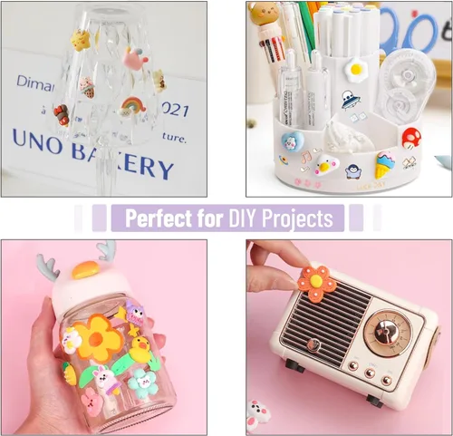 Miniatura 6 de Mr. Pen - Bonitos dijes de slime, 100 piezas, dijes de resina Kawaii con parte trasera plana para manualidades, mini adornos decodificados