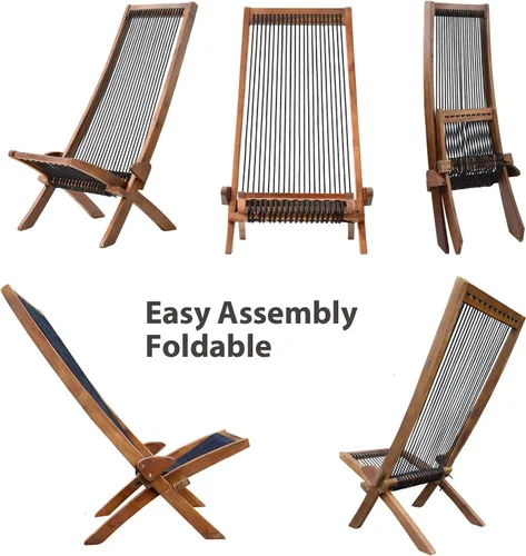 Miniatura 5 de Sillas plegables de madera plegable para patio, silla plegable de madera maciza de acacia, fácil montaje, sillas para fogata para interiores y Silla
