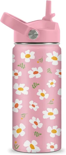 Miniatura 35 de Axolotl - Botella de agua de 12 onzas con tapa con pajilla, botella de agua de acero inoxidable con diseño de ajolotes para niñas, taza aislada
