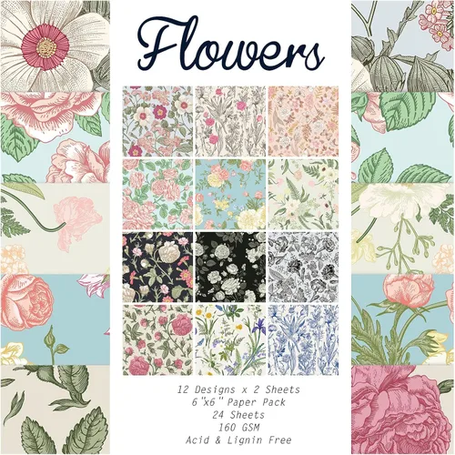 Miniatura 11 de 24 hojas de 12 diseños de álbumes de recortes, 6 x 6 pulgadas, papel de cartulina para manualidades Decopodge de una sola cara, álbum de recortes