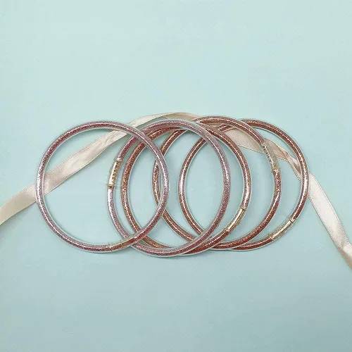 Miniatura 7 de YBMYCM - Juego de pulseras de silicona de gelatina con purpurina para mujer, rellenas con brillantina para niñas