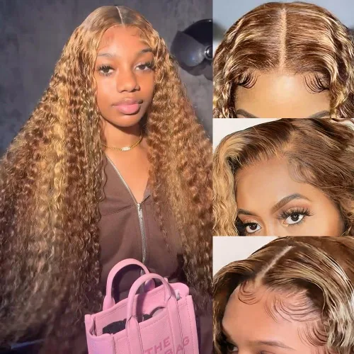 Miniatura 18 de Pelucas de encaje frontal de 13 x 4, transparentes HD, cabello humano prearrancado, línea capilar con abuelitos, densidad 200, ondas de agua