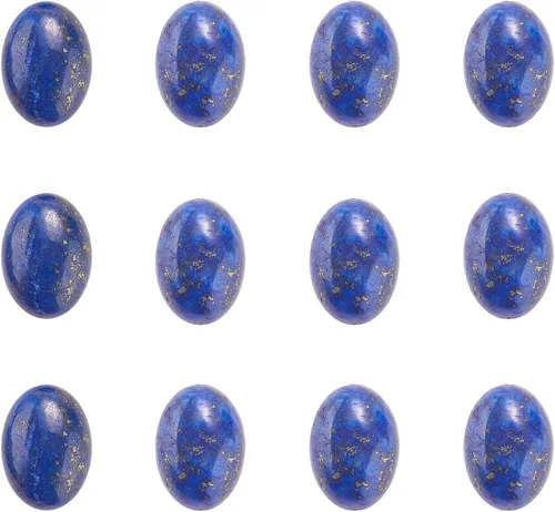 LiQunSweet 50 piezas de piedras preciosas naturales de lapislázuli sin agujero, cuentas sueltas y encantadoras, cabujones ovalados con parte trasera