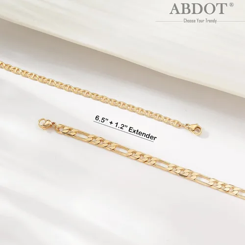 Miniatura 2 de ABDOT Pulseras delicadas de oro para mujer, pulseras chapadas en oro de 14 quilates para mujer, juegos de pulseras apilables de oro, pulseras