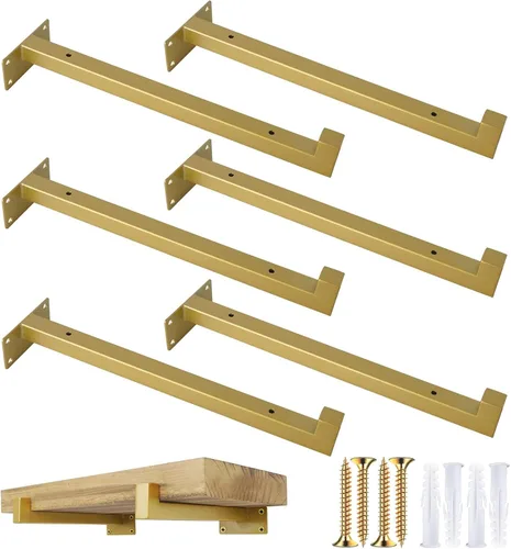 Miniatura 8 de OVOV Paquete de 6 soportes de estante negros de 6 pulgadas con soporte de estante industrial para almacenamiento de cocina, baño, soporte de estante