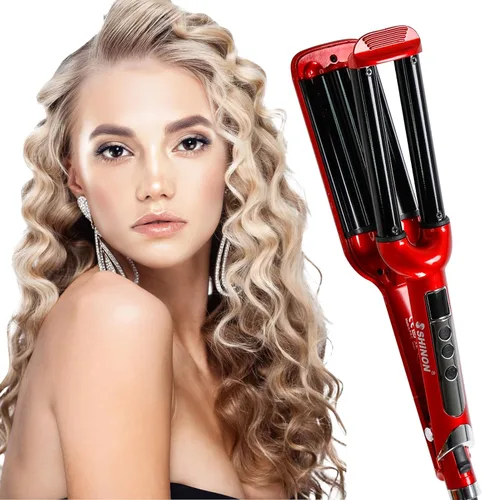 Miniatura 8 de Plancha rizadora de pelo de cerámica, rizadora de pelo de 3 barriles, rizador de pelo permanente de 0.6 pulgadas/0.630 in, rizador instantáneo
