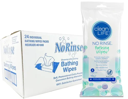 Miniatura 4 de Cleanlife No-Rinse - Toallitas de baño (5 paquetes de 8) – 40 toallitas corporales desechables Toallitas de baño limpiadoras para adultos