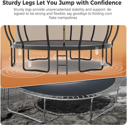 Miniatura 2 de Tatub - Grandes trampolines al aire libre de 10, 12, 14, 15 y 16 pies para niños y adultos, trampolines de calabaza recreativos al aire libre