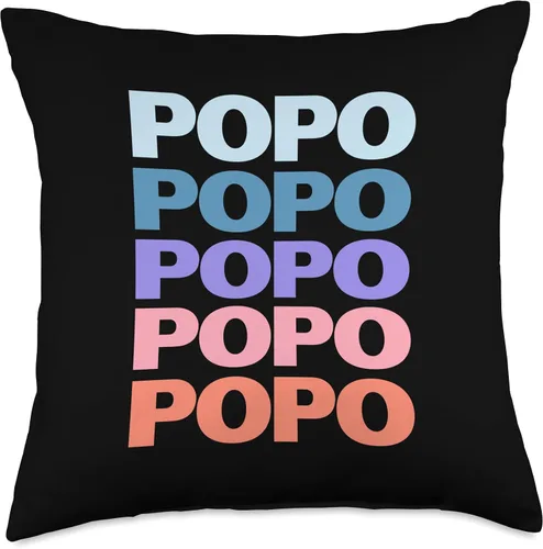 Miniatura 4 de Cool Grandfather Popo Father's Day Gift Ideas Divertida almohada moderna con diseño de texto repetido Popo Grandpa Granddad (16 x 16 pulgadas)