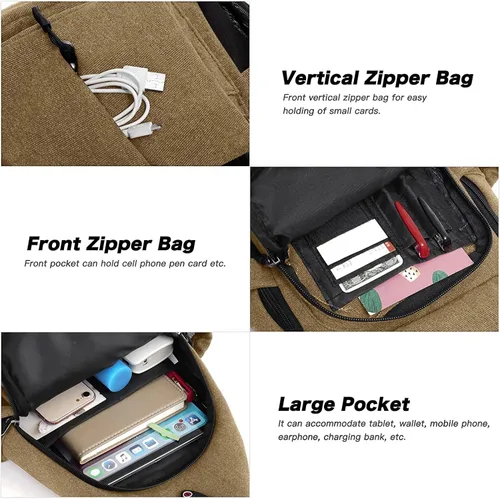 Miniatura 4 de MOSISO Mochila tipo bandolera, mochila de día para senderismo de lona con bolsillo antirrobo