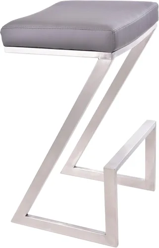 Miniatura 13 de Armen Living Atlantis Backless Faux Leather and Brushed Stainless Steel Bar Stool