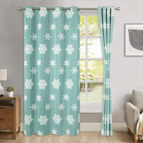 Miniatura 26 de VOGOL - Cortinas con ojales bordadas con patrón floral elegante de lino sintético, 2 paneles, 60% opacas con aislamiento térmico, cortinas pesadas