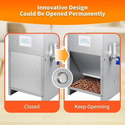Miniatura 5 de Comedero automático para perros alimentado por gravedad con cuenco de agua, estación de alimentos de acero galvanizado para interiores y exteriores