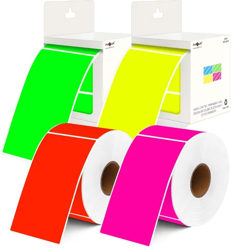 PARLAIM 5 x 3 pulgadas Rectángulo de colores pegatinas de inventario, 1000 unidades de 4 rollos de etiquetas adhesivas cuadradas para cajas móviles