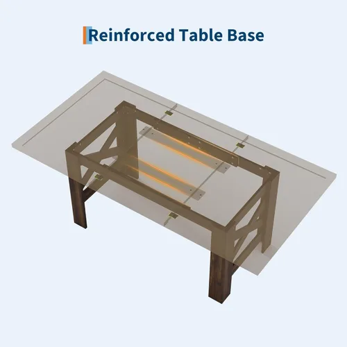 Miniatura 8 de Garvee Mesa de comedor de madera para 6 a 8 personas, mesa de cocina grande resistente, mesas de comedor rectangulares de 70.87 pulgadas de largo