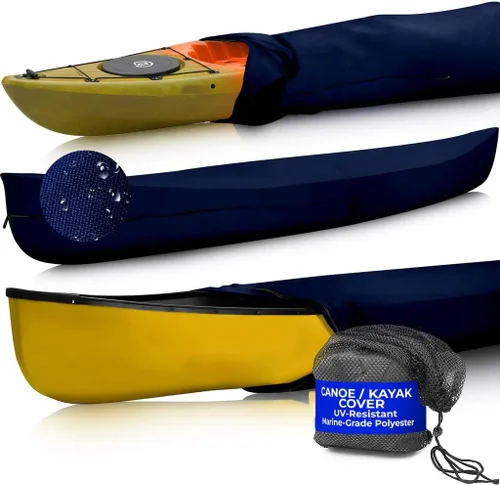 Miniatura 11 de EliteShield Cubierta para canoa, cubierta para kayak; impermeable, resistente a los rayos UV, de poliéster de grado marino, canoa, kayak, barco, Gris