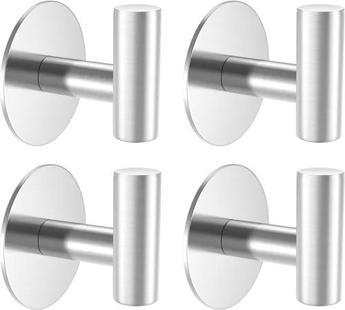 Miniatura 8 de HUFEEOH Ganchos adhesivos para toallas, ganchos de aluminio para toallas de baño, ganchos de pared para colgar, ganchos de pared adhesivos