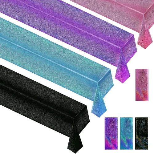 Miniatura 27 de Just Shimmer Mantel holográfico azul claro de 40" x 108" Decoración de fiesta rosa fuerte Día de San Valentín Fiesta de cumpleaños Decoración