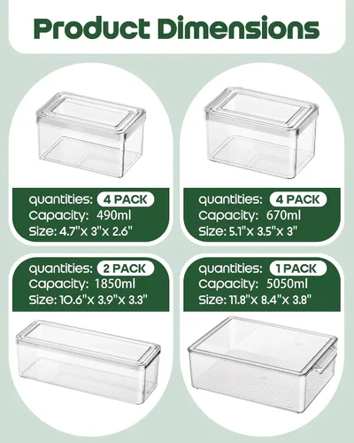 Miniatura 2 de KEMETHY - Paquete de 11 organizadores y almacenamiento para refrigerador, contenedores organizadores apilables para refrigerador, contenedores