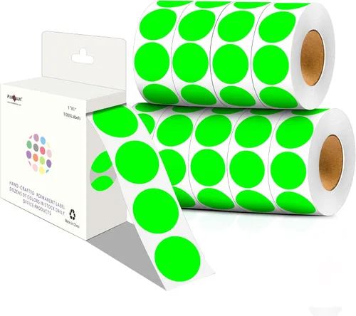 Miniatura 25 de PARLAIM Pegatinas adhesivas permanentes redondas de 1 pulgada con código de color en forma de puntos, 1000 por rollo, caja dispensadora de Azul