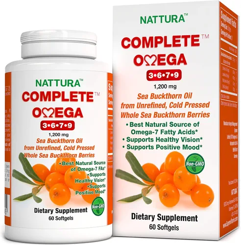 Miniatura 5 de Nattura Omega 3-6-7-9 completo aceite de espino cerval de mar puro, calidad europea, de bayas silvestres de espino cerval de mar entero prensadas