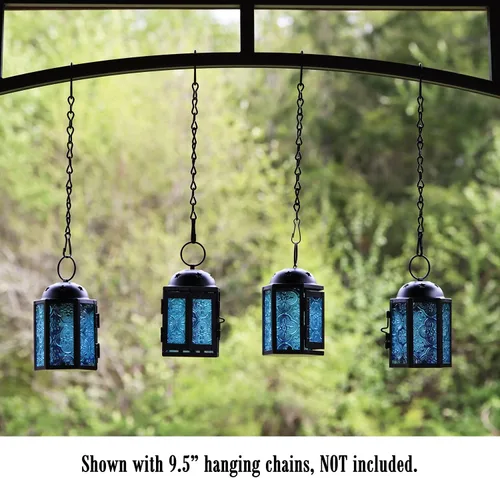 Miniatura 10 de VELA LANTERNS - Juego de 4 linternas para velas tea light, estilo mini marroquí, de 4.25" de tamaño pequeño, decorativas para mesa o colgar, metal