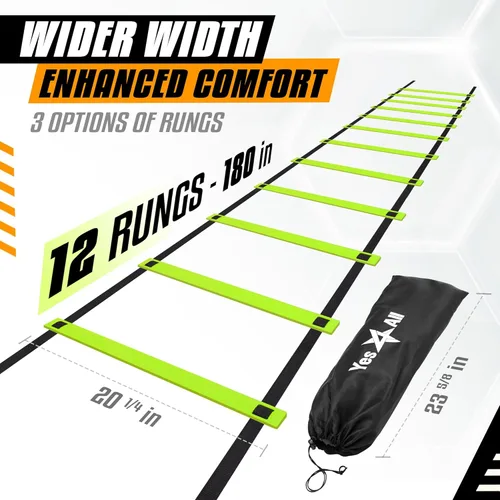 Miniatura 2 de Yes4All Agility Ladder – Adjustable Speed & Agility Training Equipment for All Ages – Durable, Portable, Multiple Combo Sets Available B. Combo Lima