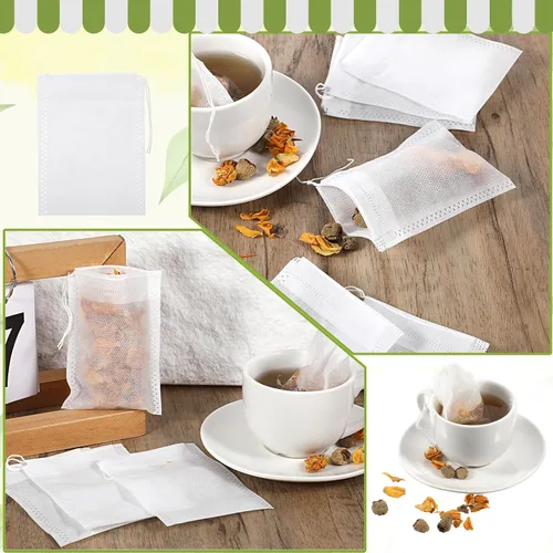 Miniatura 3 de SHENLIU 2400 bolsas de té desechables a granel para té de hojas sueltas, cordón, bolsas de café vacías, filtro infusor, bolsas de té vacías