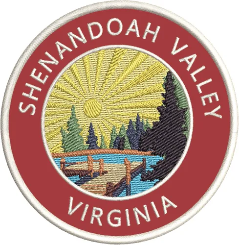 Lake Dock – Shenandoah Valley – Virginia 3.5 pulgadas bordado DIY hierro o coser parches decorativos vacaciones aventura tema novedad apliques Rojo