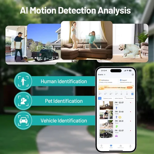 Miniatura 5 de Cámara de ventana 2K de 3 MP, visión nocturna inteligente a color, WiFi 5G y 2.4 GHz, cámara de seguridad para interiores con detección