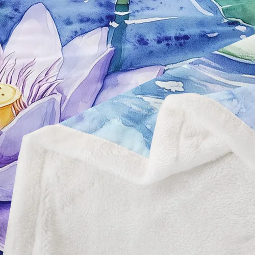 Miniatura 6 de Manfei Manta de flores de loto morado, manta de cama bohemia con libélula para niños, niñas, adultos, manta floral de acuarela para sofá, manta