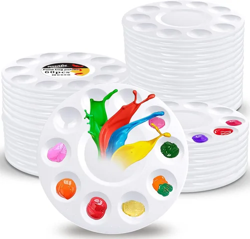 Miniatura 8 de Paletas de bandejas de pintura, paletas blancas de plástico para niños y estudiantes, bandeja de pintura para clase de arte, manualidades